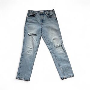 ZARA High Waisted, Mom fit Straight Leg, Light Blue Jeans
